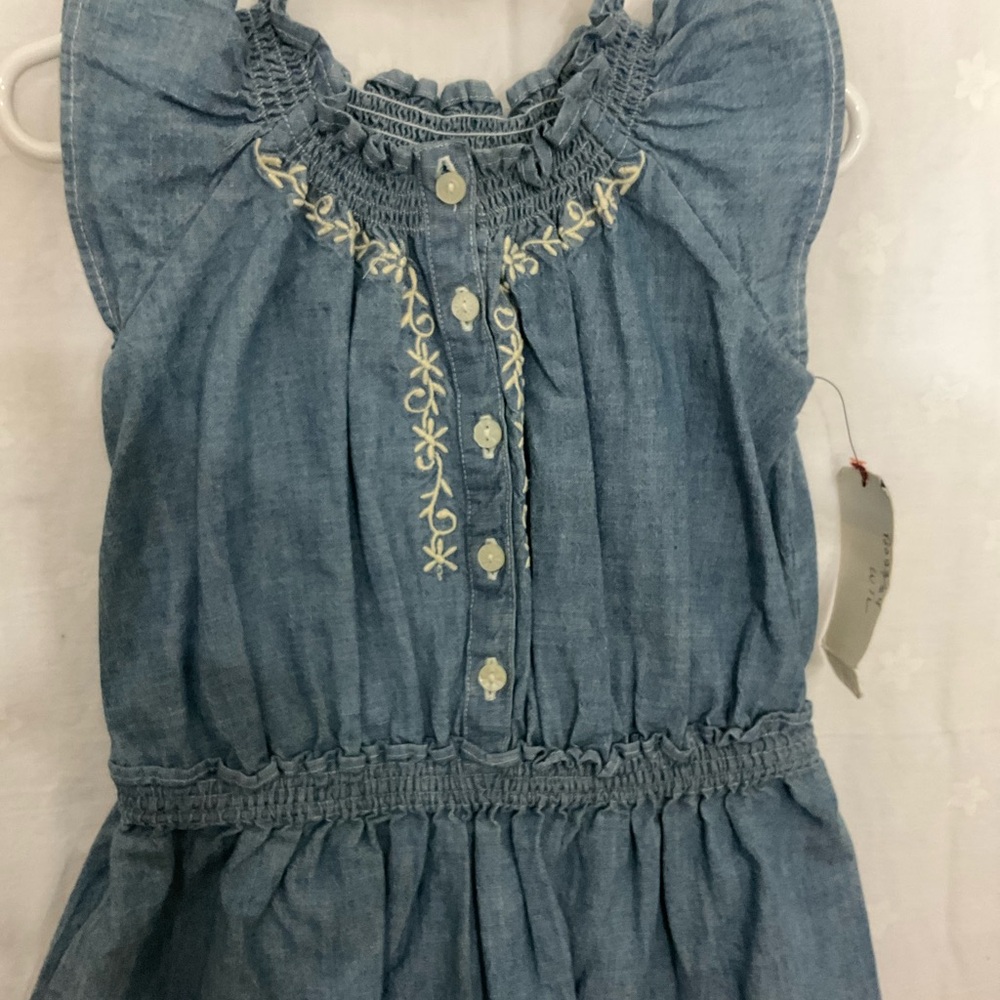 Blue Embroidered Button-Down Dress
